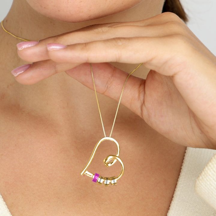 Ties of the Heart Name Necklace with Pink Charm [18K Gold Plated]