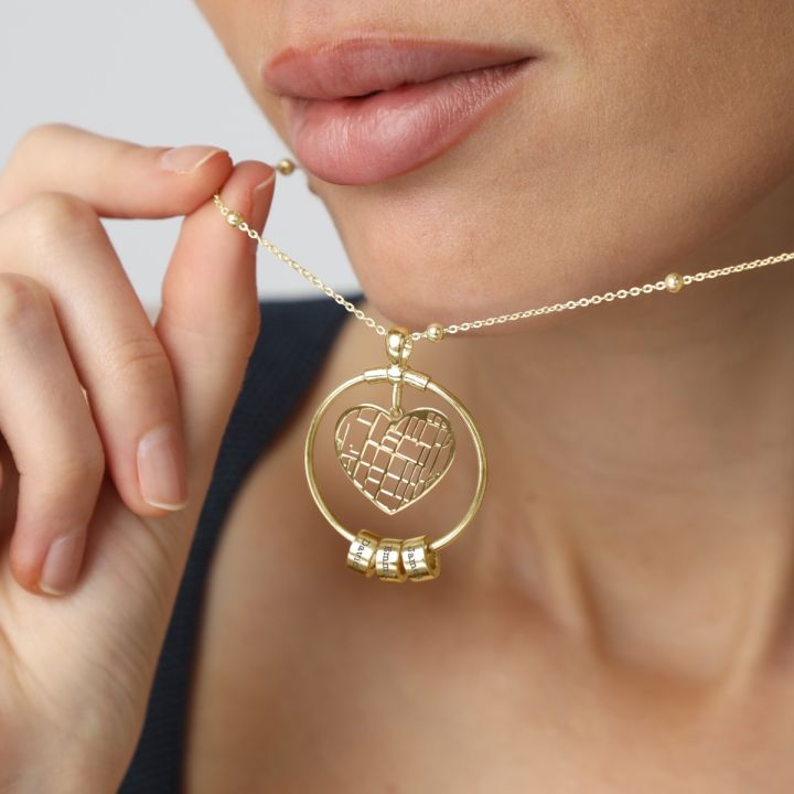 Ties of Heart Map Necklace with Names [18K Gold Vermeil]