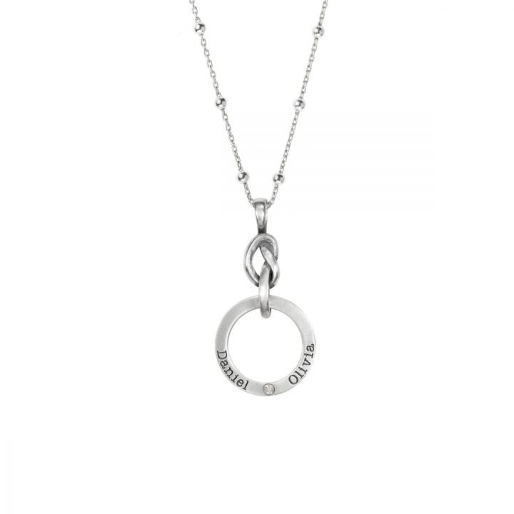 Silver Cubic Zirconia Knot Necklace - F3505 | F.Hinds Jewellers