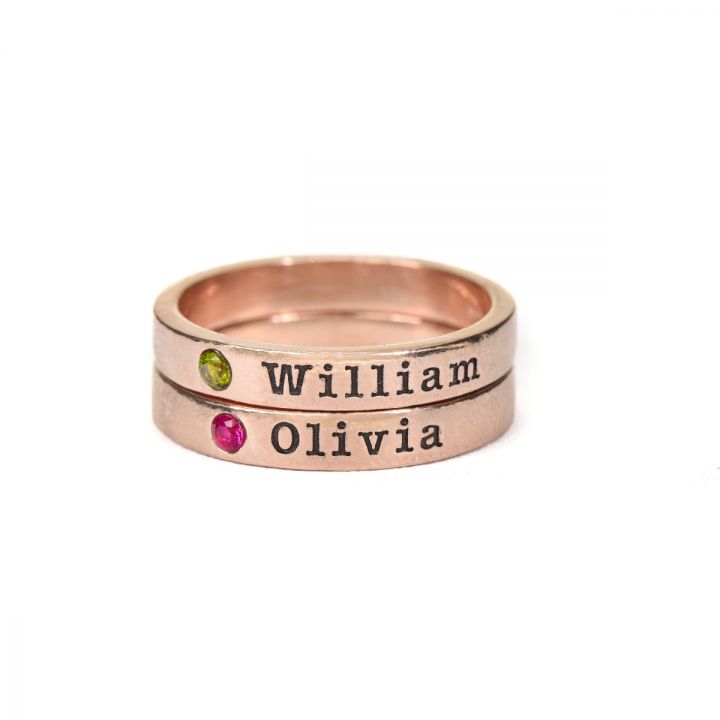 Tranquility Name Birthstone Ring in Rose Gold Plating by Talisa