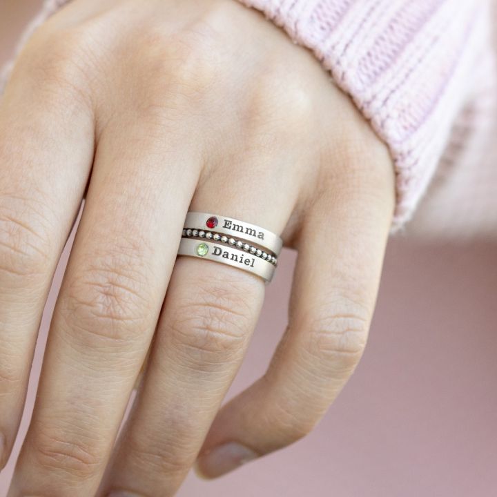 Custom Birthstone Rings Mothers | 3 Stone Mothers Ring Names - Personalized  Gold - Aliexpress