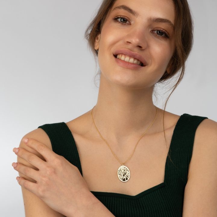 Map of My Memories Silhouette Vertical Necklace [18K Gold Vermeil]