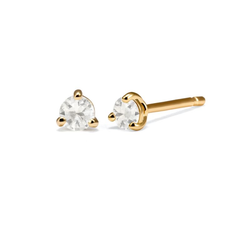April White Birthstone Earrings [14 Karat Gold]