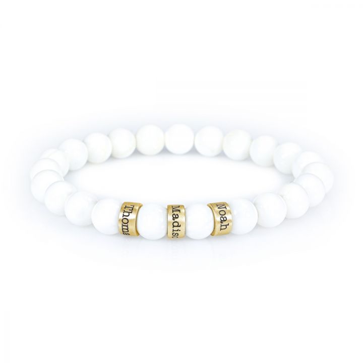 Tridacna Bracelet With Engraved Spheres [Gold Plated]