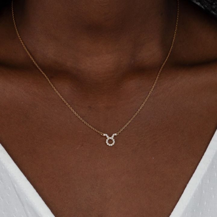 Zodiac Sign Necklace with Diamonds [18K Gold Vermeil]