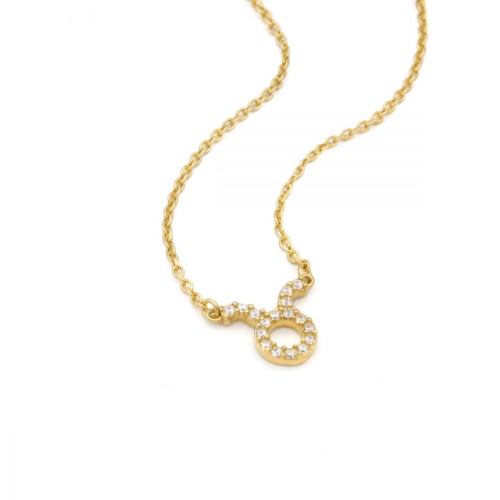 Chain Necklace Diamonds Sign Talisa - Vermeil) Taurus with Zodiac - (Gold Rolo