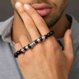 Black Onyx Bracelet - Cross Bracelet for Men with Name by Talisa