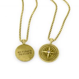 Mens gold compass pendant deals