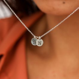 Monogram necklace silver circle clearance
