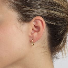 Gold beaded hoop earrings sales