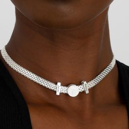 【TWICE着用】Interlink Circle Pave Necklace(925 Silver) sterling_silver_circle_charm_f