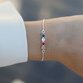Sterling silver family birthstone bracelet hotsell