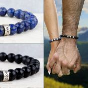 Name Bracelet Pair - Onyx [Men] / Lapis Lazuli [Women]