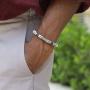 Bracelet Jaspe Picasso Prénom avec Boussole pour Homme 