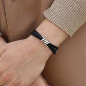 Bracelet Famille avec Prénoms pour Femme - Argent 925 [Daim Noir]