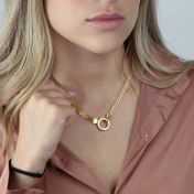 Helena Circle Milanese Chain Name Necklace [18K Rose Gold Plated]