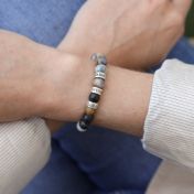 Bracelet Jaspe Picasso Avec Prénoms pour Femme [Argent 925]