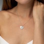 Ties of Heart Engraved Map Necklace [14 Karat White Gold]