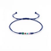 A Mother's Love Birthstone Bracelet - Blue String [Sterling Silver]