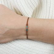 A Mother's Love Birthstone Bracelet - Brown String [Sterling Silver]