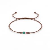 A Mother's Love Birthstone Bracelet - Brown String [Sterling Silver]
