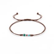 A Mother's Love Birthstone Bracelet - Brown String [Sterling Silver]