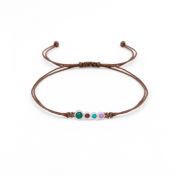 A Mother's Love Birthstone Bracelet - Brown String [Sterling Silver]
