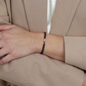 Bracelet for mom with Swarovski® birthstones on black string 