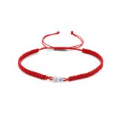 A Mother's Love Birthstone Bracelet - Wide Red String [Sterling Silver]