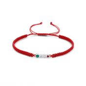 A Mother's Love Birthstone Bracelet - Wide Red String [Sterling Silver]