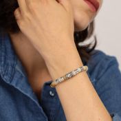Amazonit Tulpe Armband mit Diamanten und Gravur für Damen [Sterlingsilber]
