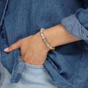 Amazonit Tulpe Armband mit Diamanten und Gravur für Damen [Sterlingsilber]