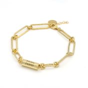 Engravable Hexa Bar Amy Chain Bracelet [18K Gold Plated]
