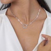 Family Anchor and Herringbone Name Necklace Set [Sterling Silver]
