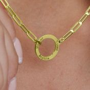 Lebensanker Kette mit Gravur [750er Gold Vermeil]