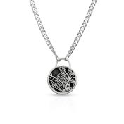 Navigationskarte Männer Halskette mit Kubanischer Kette - Sterlingsilber