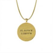 Compass Necklace with Coordinates - 18K Gold Plated