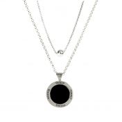 Onyx Name Necklace Pair [Sterling Silver]