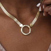 Helena Big Circle Milanese Chain Name Necklace with Diamonds [18K Gold Vermeil]