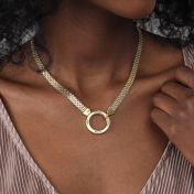 Helena Big Circle Milanese Chain Name Necklace with Diamonds [18K Gold Vermeil]