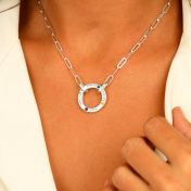 Big Family Circle Birthstone Necklace with Link Chain [Sterling Silver]