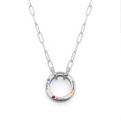 Big Family Circle Birthstone Necklace with Link Chain [Sterling Silver]