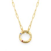 Big Family Circle Birthstone Necklace with Link Chain [18K Gold Plated]