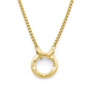 Father's Big Circle Box Chain Name Necklace - 18K Gold Plated