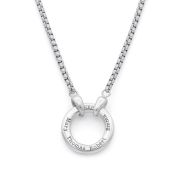 Father's Big Circle Box Chain Name Necklace - Sterling Silver