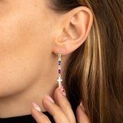 Dazzling Cross Birthstone Earrings [Sterling Silver]