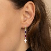 Dazzling Cross Birthstone Earrings [Sterling Silver]