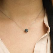 Black Sparkle Ball Necklace [Sterling Silver]