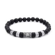 Family Wolf Women Name Bracelet with Black Onyx Stones [Sterling Silver]