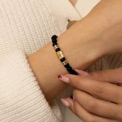 Cross Women Name Bracelet With Black Onyx Stones [10 Karat Gold]
